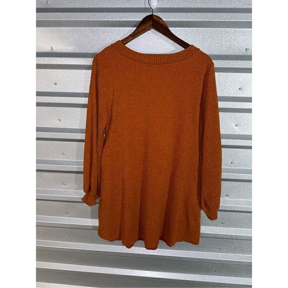 Orange Saints & Hearts Knit L/S Mini Dress w Pockets Size M - Picture 7 of 8